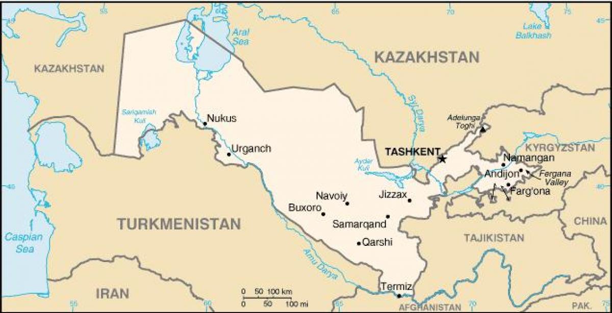 kaart van Oezbekistan steden