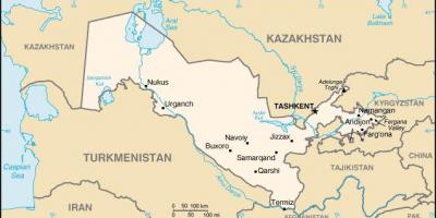 Kaart van Oezbekistan steden